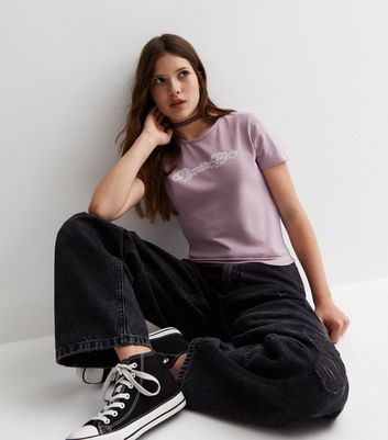 Girls Light Purple Noughties Baby Logo T-Shirt New Look