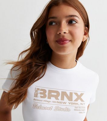Girls White Brnx Logo T-Shirt New Look