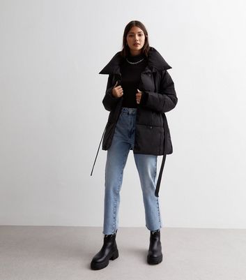 Zara puffer coat sales with wrap collar