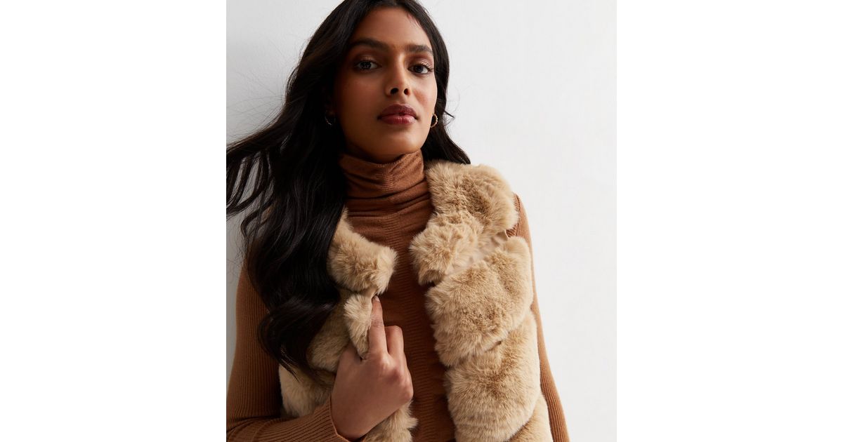 Jazmin Camel Faux Fur Gilet