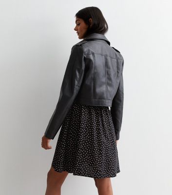 Cameo Rose Black Leather-Look Utility Jacket