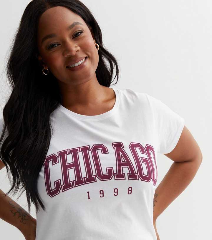 Curves White Chicago Oversized Logo T-Shirt