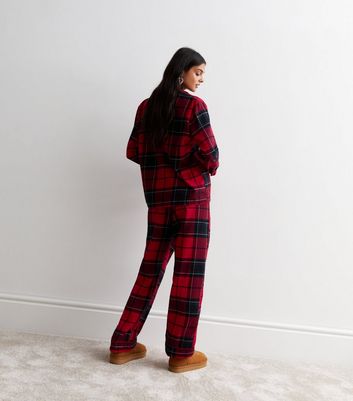 Red Cotton Trouser Family Pyjama Set with Check Print New Look