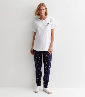 Maternity White Cotton Jogger Pyjama Set with Otter Print New Look