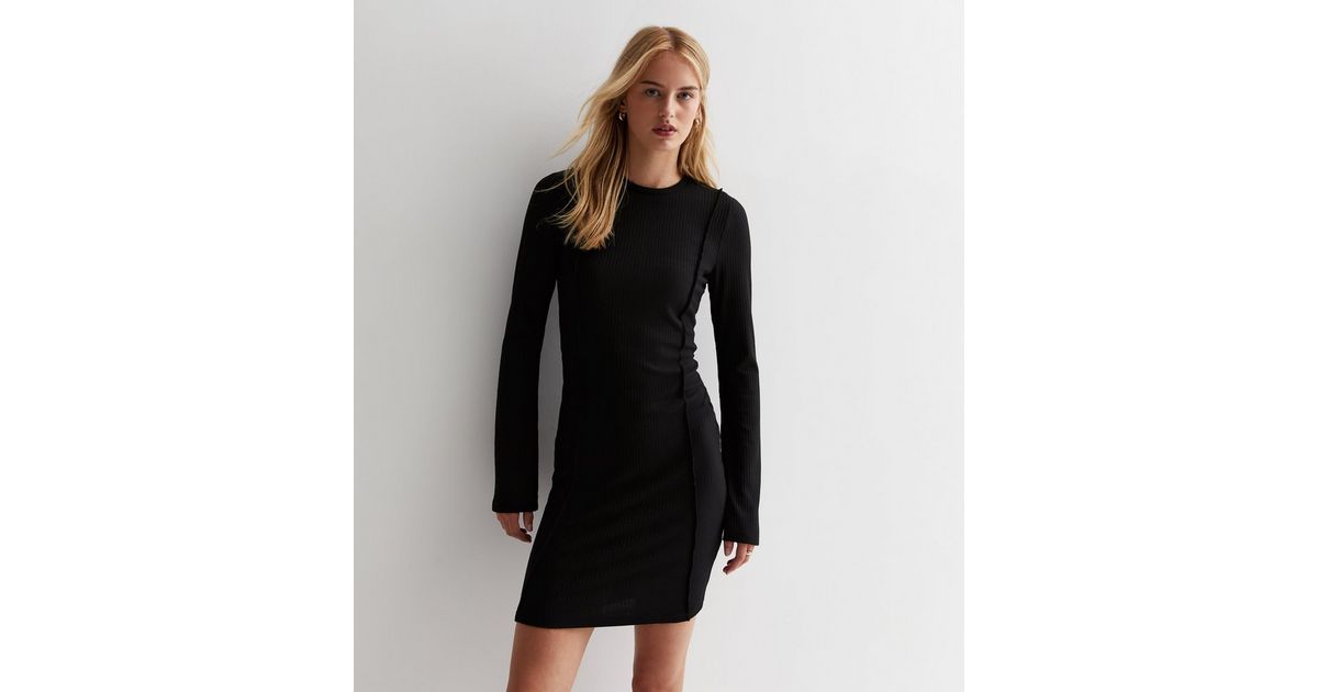Tall Black Flared Sleeve Bodycon Mini Dress | New Look
