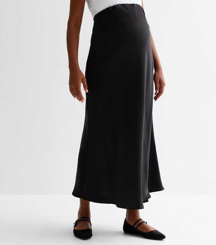Black satin maternity skirt  Luxury Design for Modern Motherhood