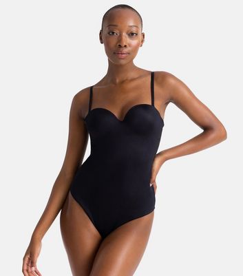 Black strappy bodysuit new deals look