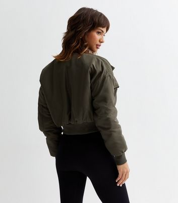 Olive green store crop jacket