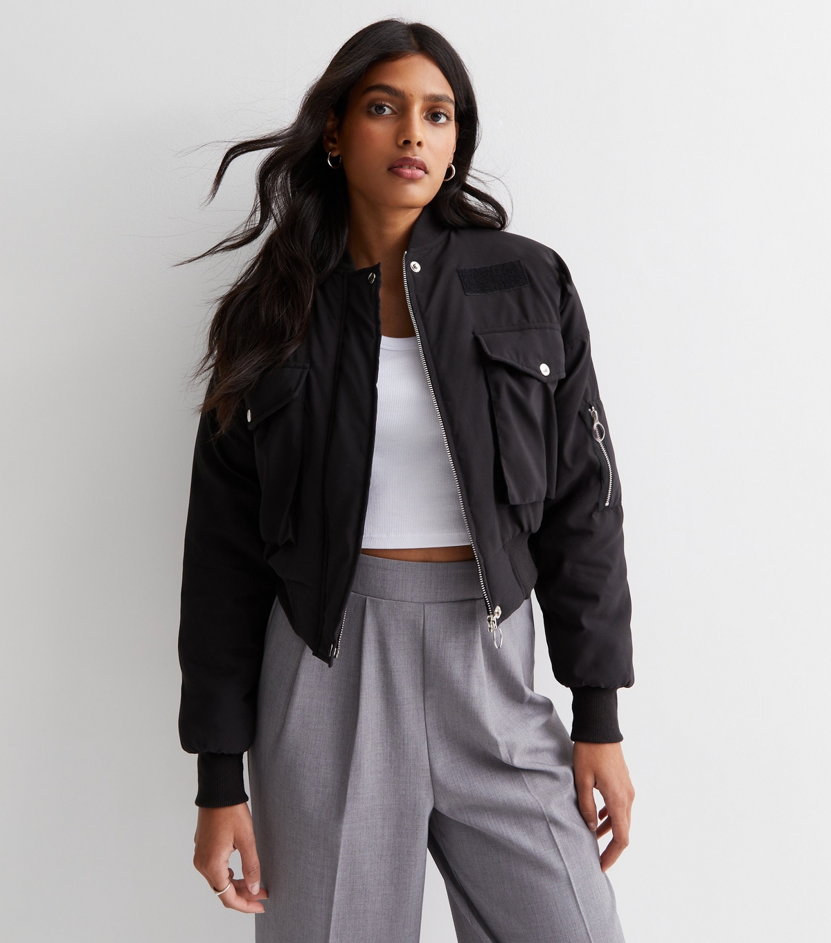 Women's Black Zip Up Bomber Jacket Pink Vanilla New Look