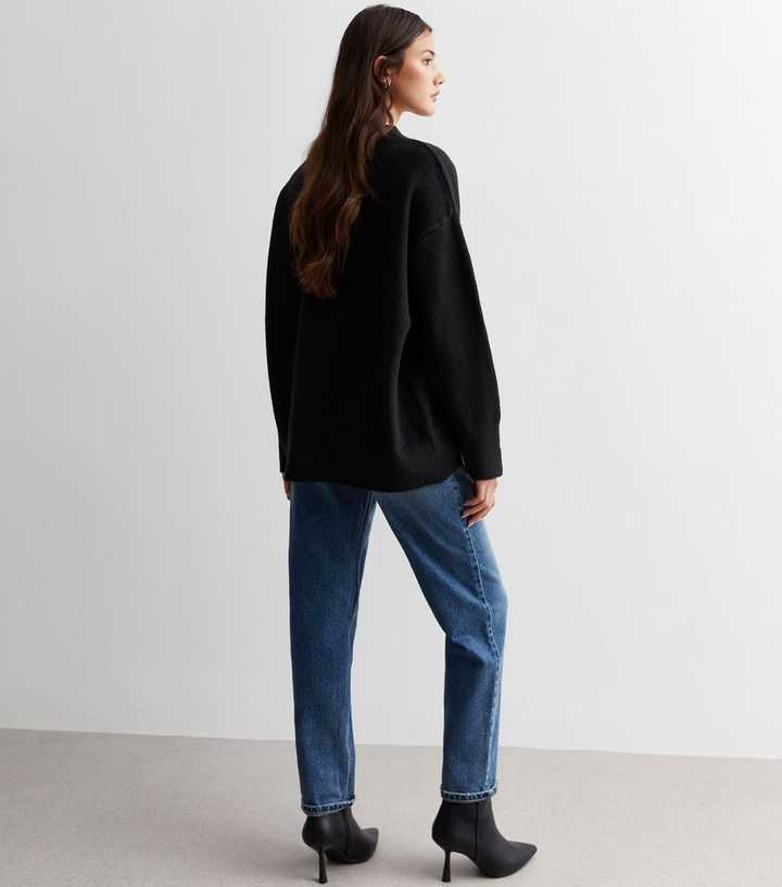 crew neck black knitted oversized jumper
