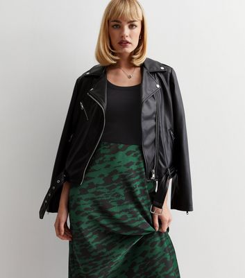 Green leather cut outlet out skirt