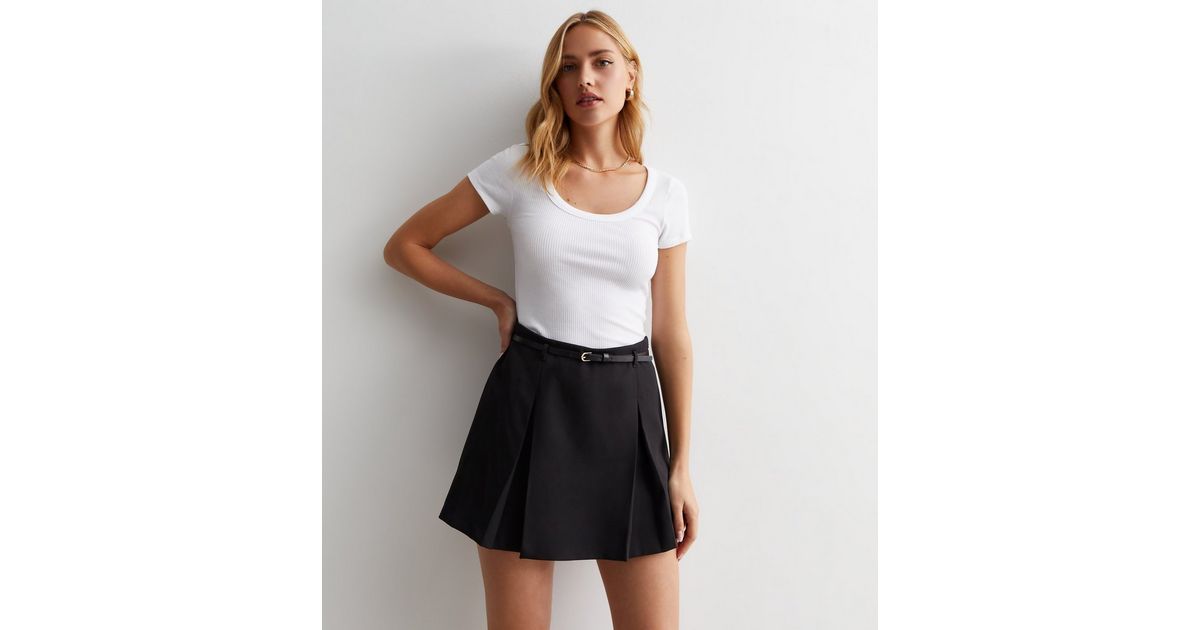 Black Belted Skort New Look
