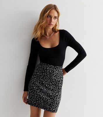 Leopard shop jacquard skirt