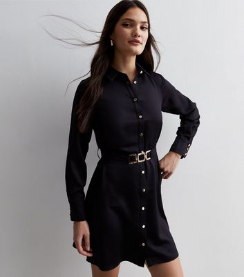 Ladies black store shirt dress