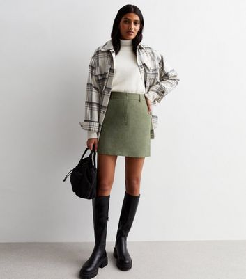 Khaki Textured High Waist Mini Skirt | New Look