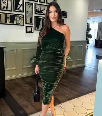 New look shop green velvet dress