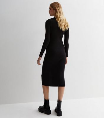 Ribbed popper hot sale midi dress