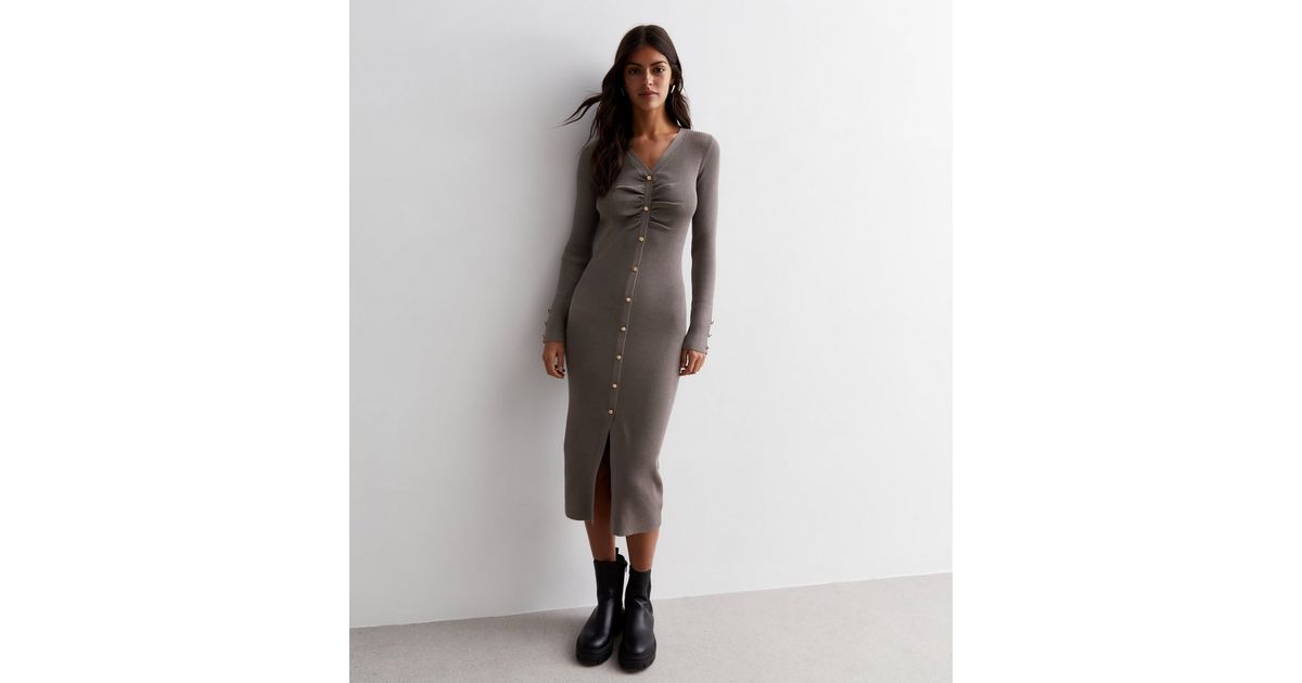 knee length dresses for ladies Linda Midi Dress - Blue Stripe
