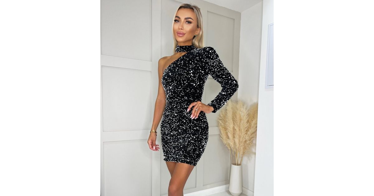 ax paris one sleeve sequin dress