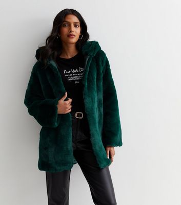 Green fur cheap hooded jacket