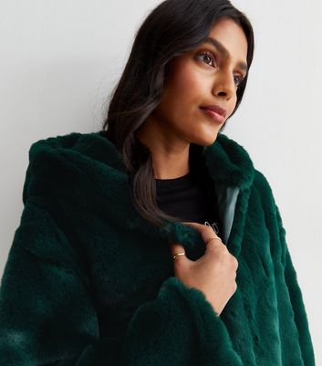 Dark green faux deals fur jacket