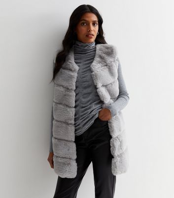 Gini London Grey Pelted Faux Fur Gilet | New Look