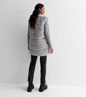Gini London Grey Pelted Faux Fur Gilet New Look