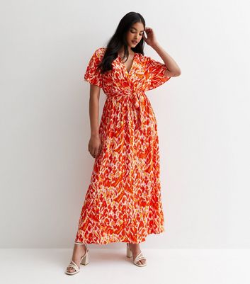 Orange animal shop print dress