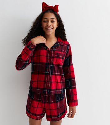 Girls red check discount pyjamas