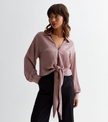 new look pink satin shirt