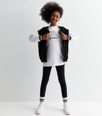 Girls White Cotton Harvard Logo Long Oversized T-Shirt New Look