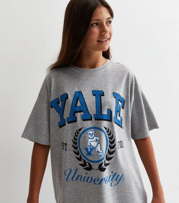 Girls Grey Yale Logo Oversized T-Shirt New Look