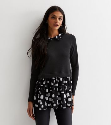 Black jumper outlet with white shirt