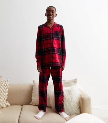 Red Cotton Trouser Family Pyjama Set with Check Print New Look