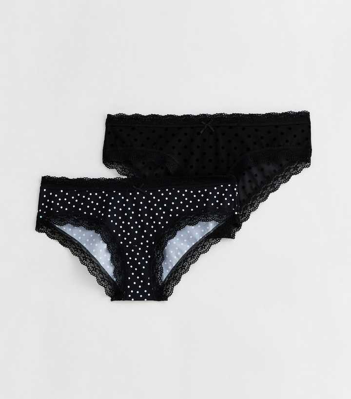 https://media3.newlookassets.com/i/newlook/876932709M5/womens/clothing/lingerie/2-pack-black-flocked-spot-lace-trim-short-briefs.jpg?strip=true&qlt=50&w=720