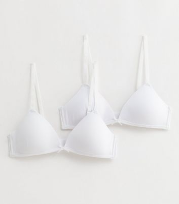 Girls 2 Pack White Non Wired Triangle Bras New Look