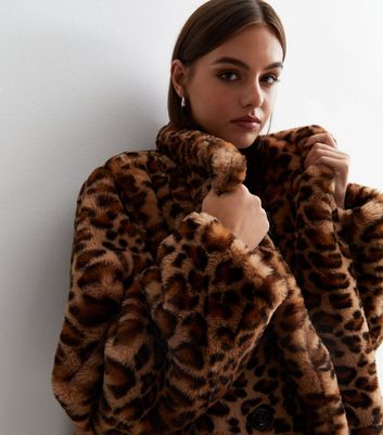 Express faux clearance fur leopard coat