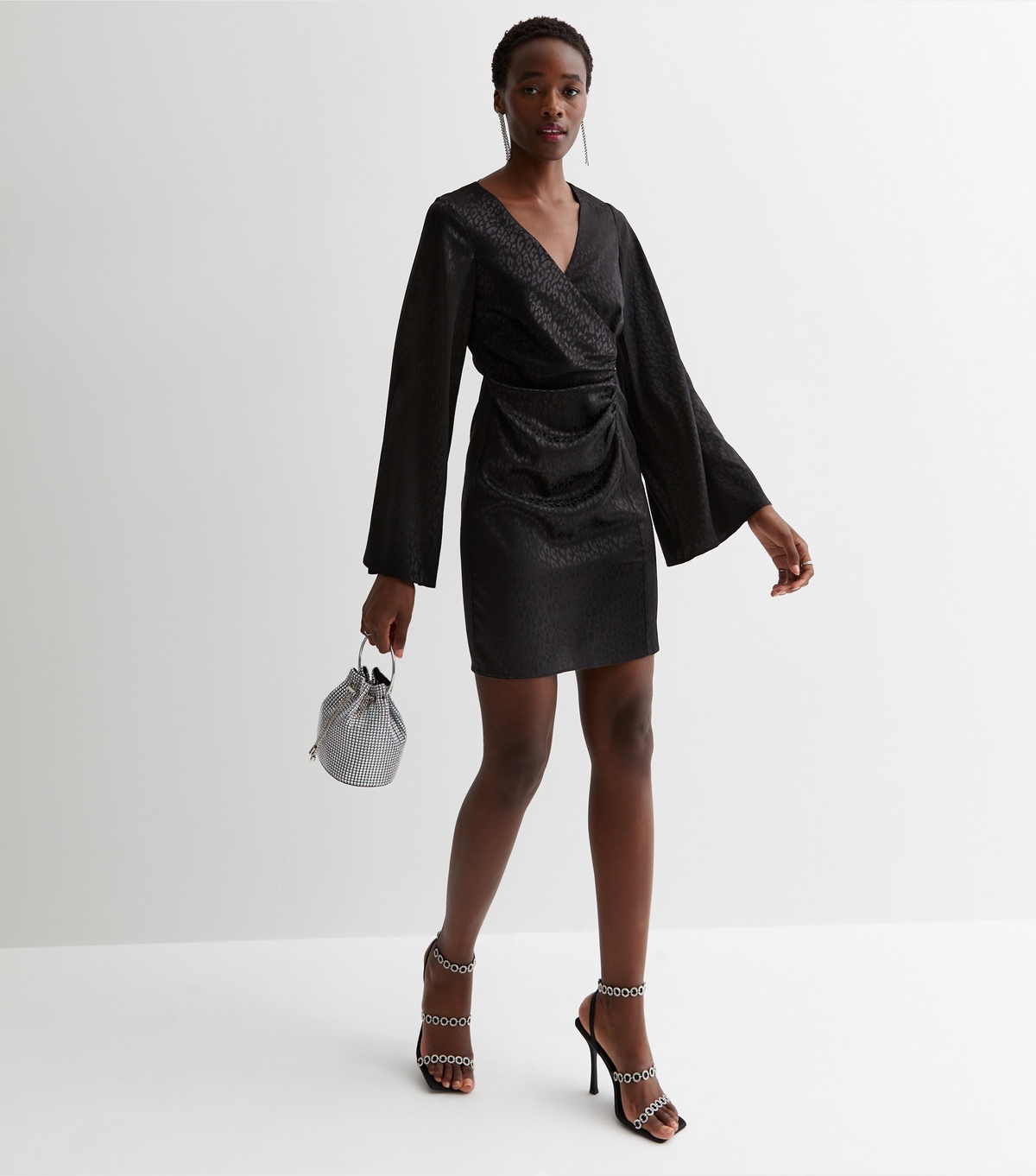 Women's Tall Black Jacquard Mini Dress New Look
