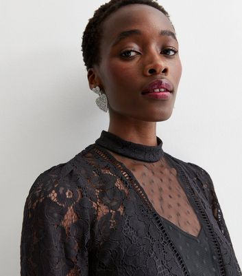 Black lace store high neck dress