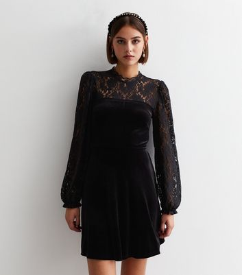 Velvet with sales lace dress