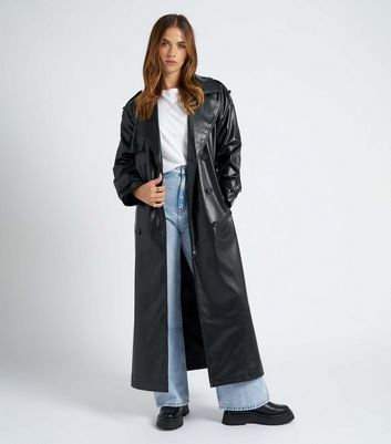 Black leather coat online