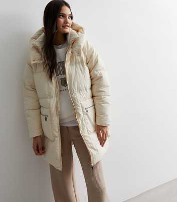 Urban Bliss Off White Mid Length Puffer Coat