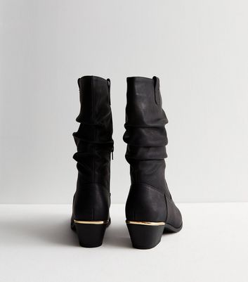 Mid calf black dress on sale boots