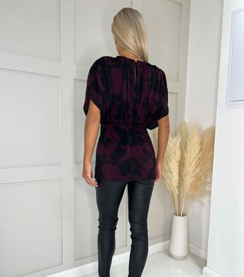 AX Paris Black Brush Stroke Batwing Top