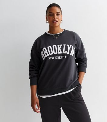 Curves Grey Brooklyn Logo Sweatshirt | New Look