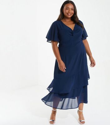 Quiz navy frill dress hotsell