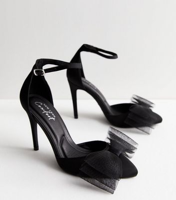 Black shoes with bow on front on sale