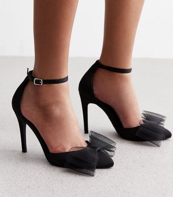 Black bow sale court shoes