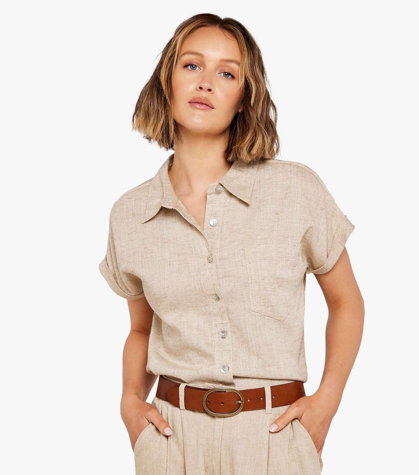 Apricot Stone Tie Front Shirt Image 4