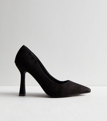 Black Suedette Pointed Stiletto Heel Court Shoes New Look